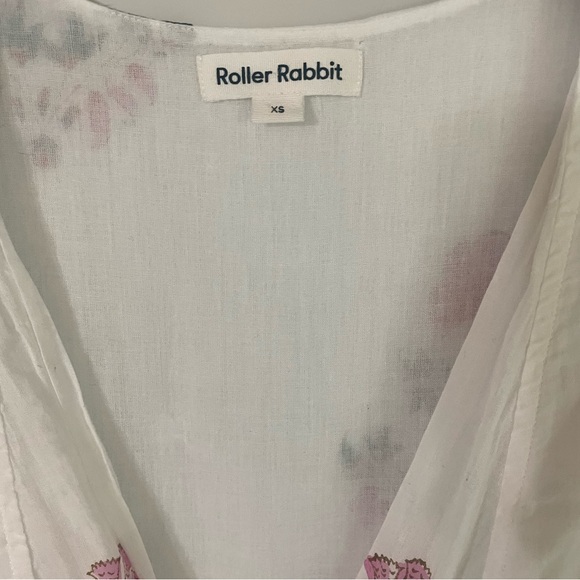 Roller Rabbit White Floral Cotton Midi Dress Size XS Boho Summer Cottagecore - Picture 2 of 7